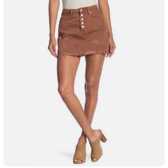 Free People Distressed Button-Up Mini Skirt Size 29 - Picture 2 of 9
